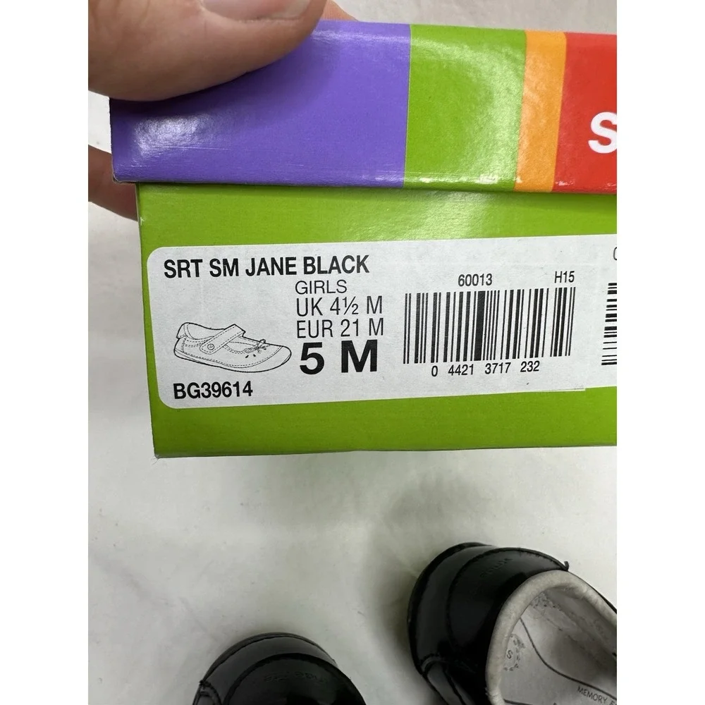 Stride Rite Mary Jane Black Girls Patent Leather Bow Sz 5 M with box